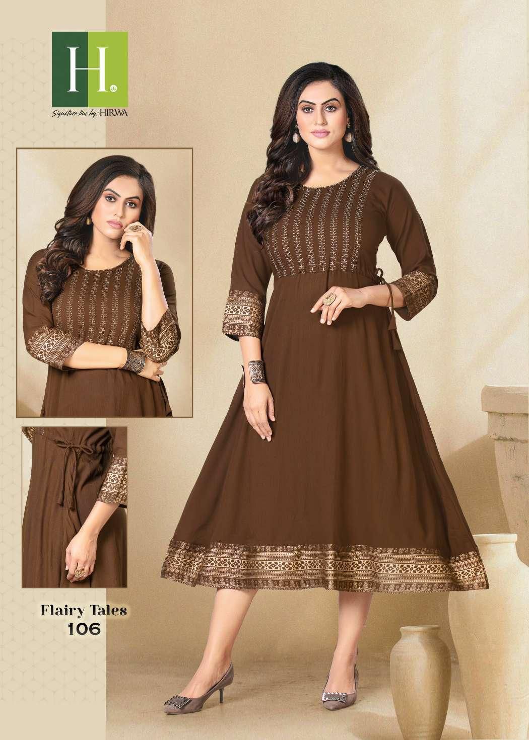 Hirwa Flairy Tales New Latest Designer Rayon Fancy Wear Kurti Collection